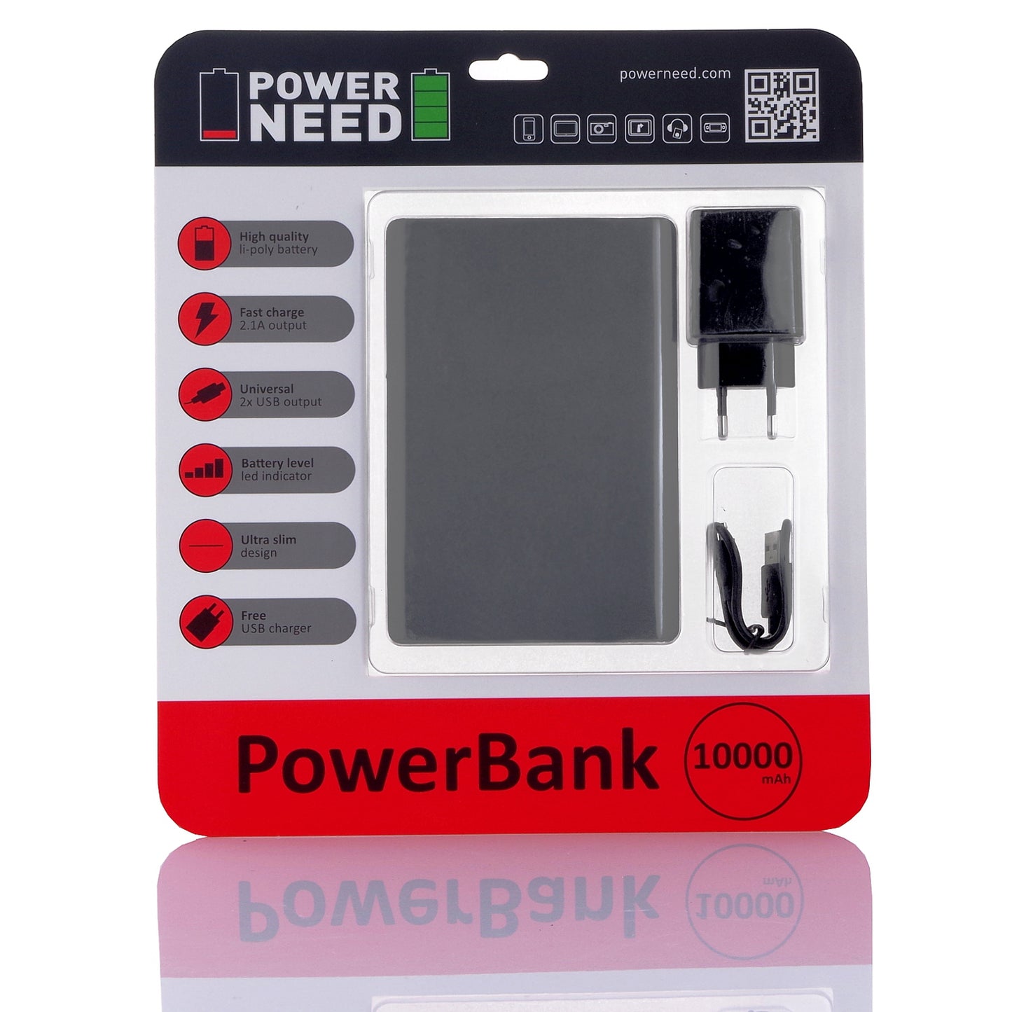 PowerNeed Power Bank 10000mAh - Li-Poly, P10000S
