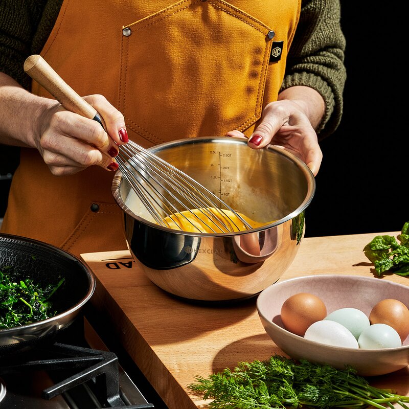 HEXCLAD Miksebollesett med lokk 3 stk stål