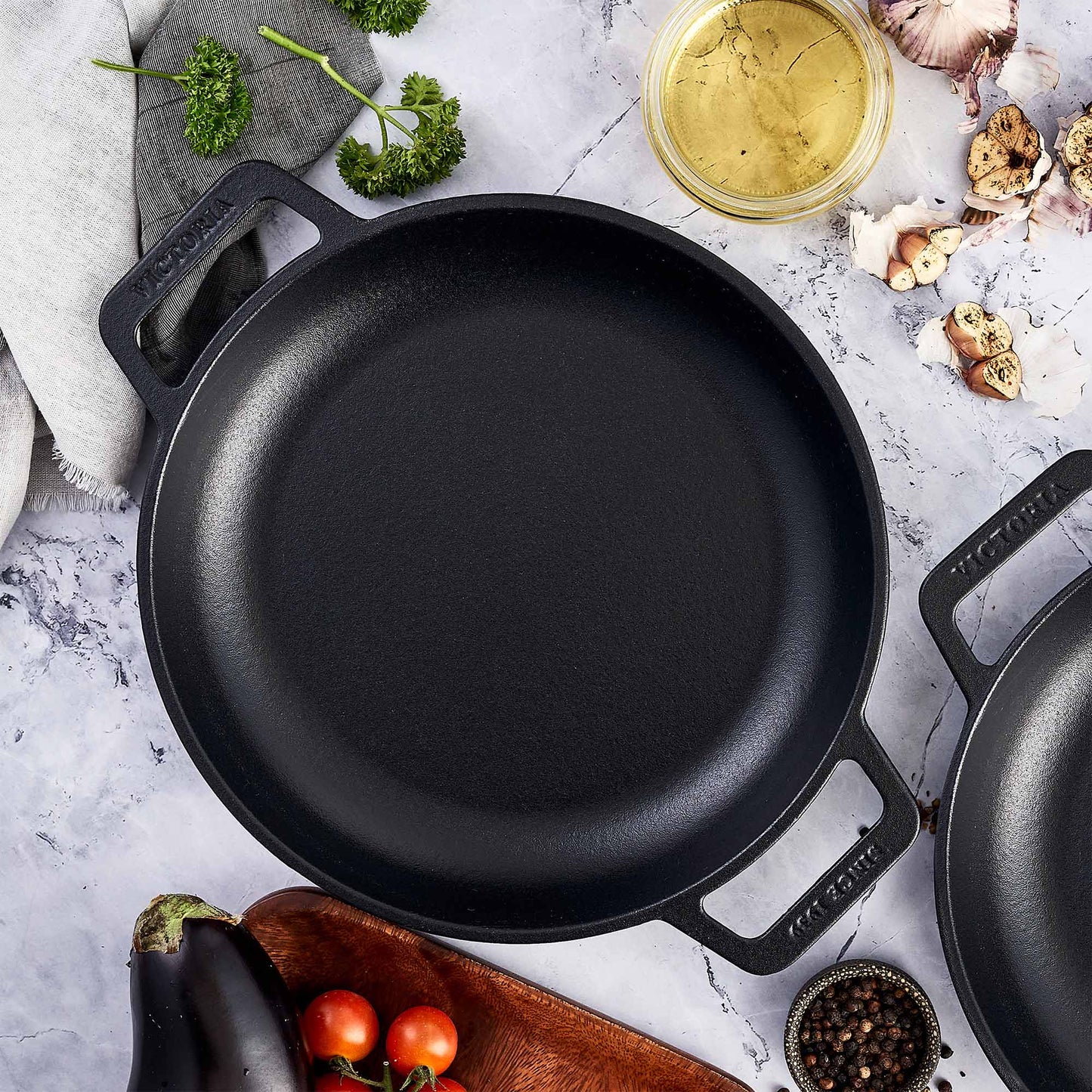 Victoria Støpejernspanne 25cm Med Doble Håndtak