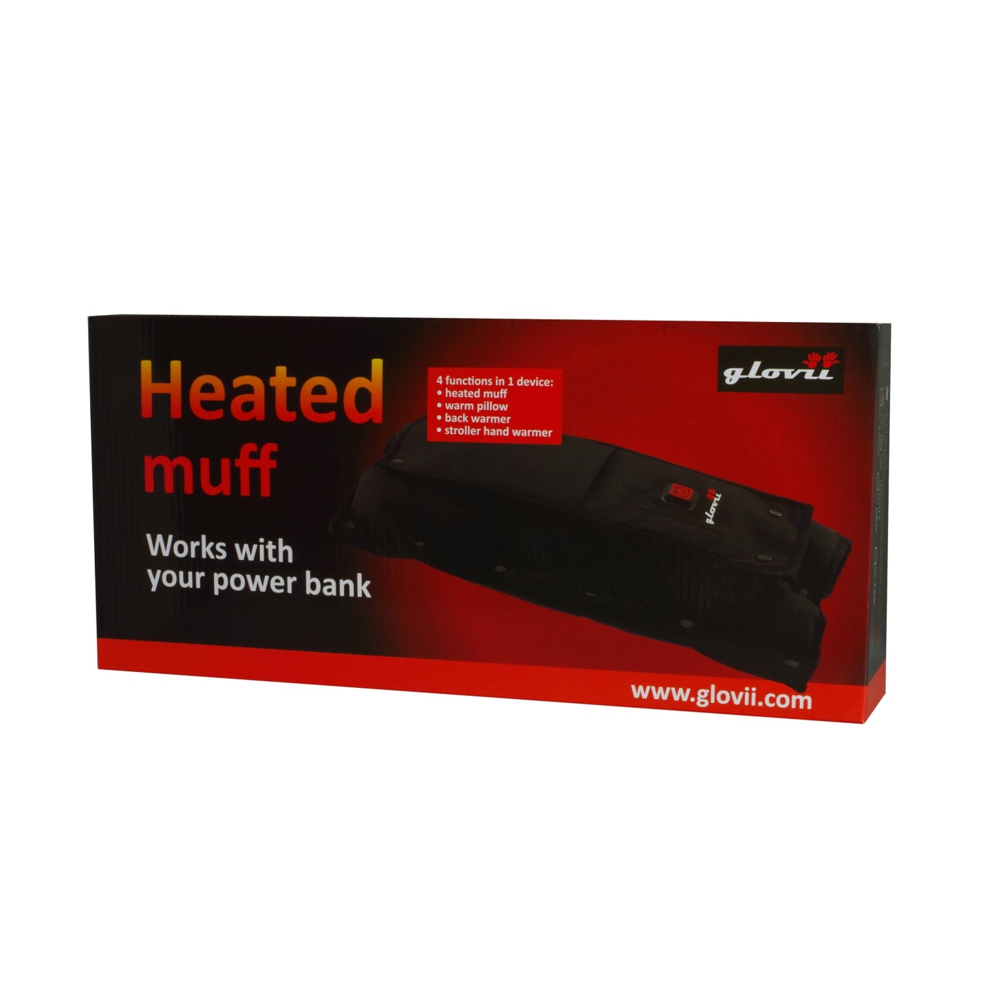 Glovii Oppvarmet Muff Med 4-i-1-Funksjon, Sort
