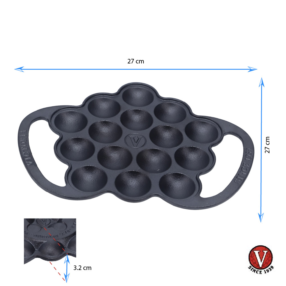 Victoria Støpejern Poffertjes Pannekakepanne, Emaljert